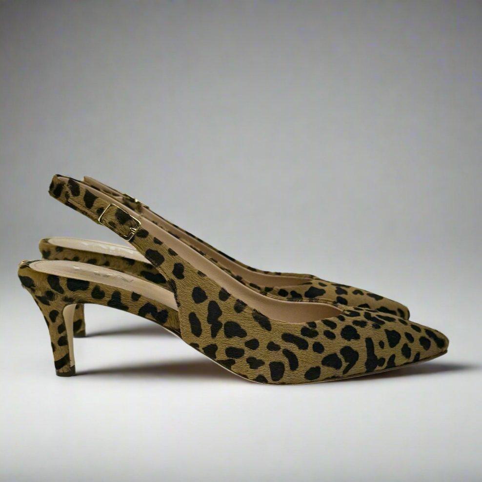 Eleonor slingback kitten heels leopard print