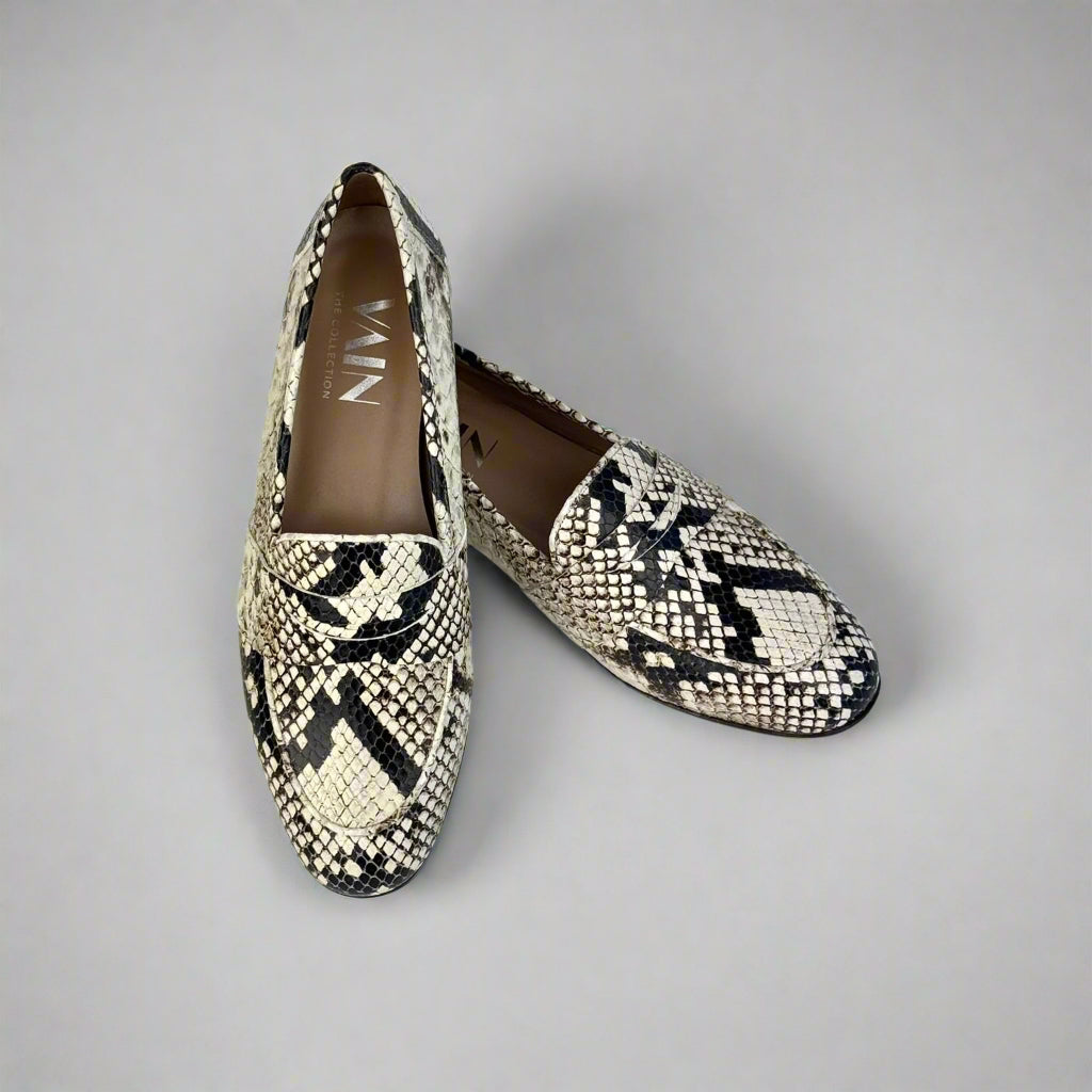 faux python loafers for women top view