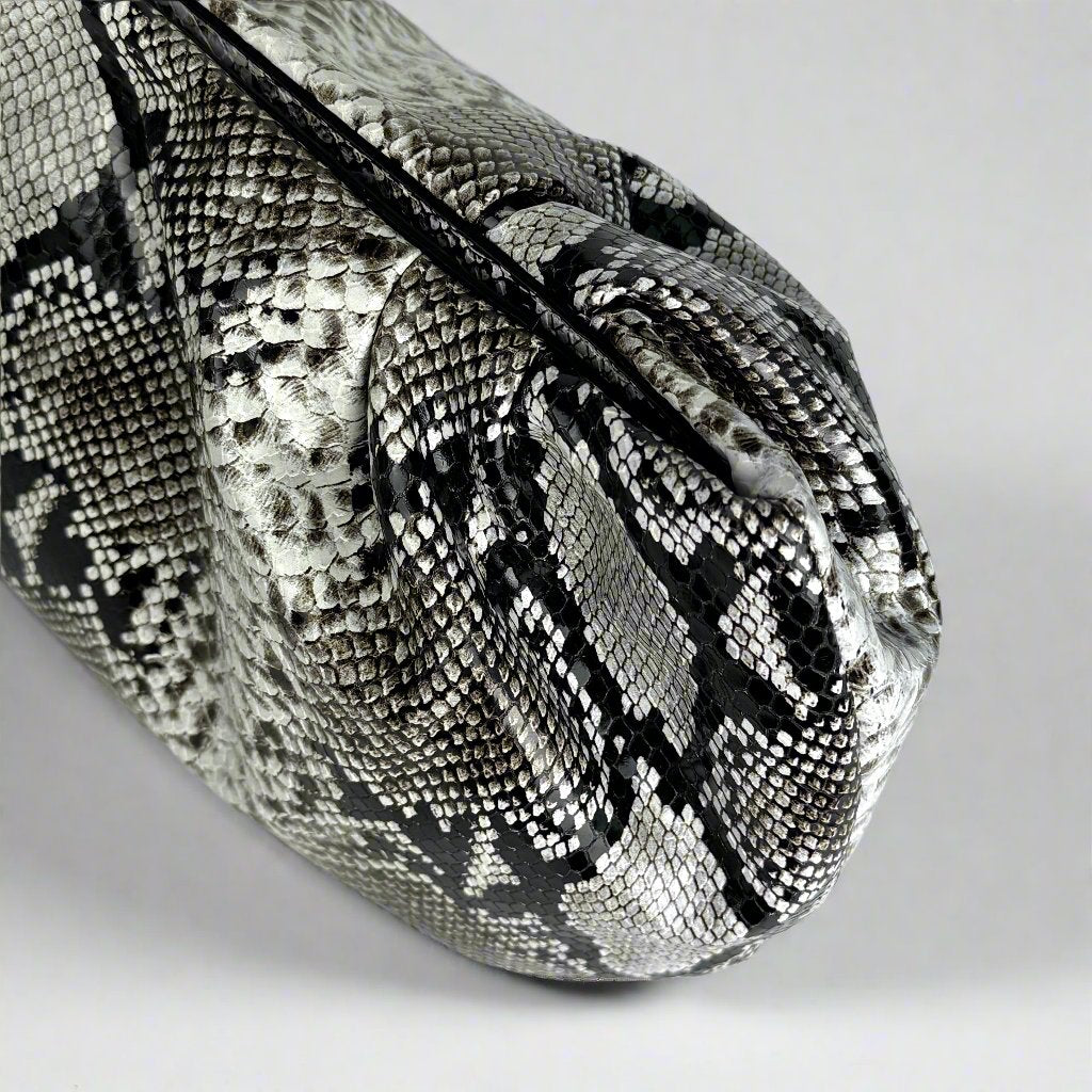 Jacky Clutch Maxi in python printed leather top view