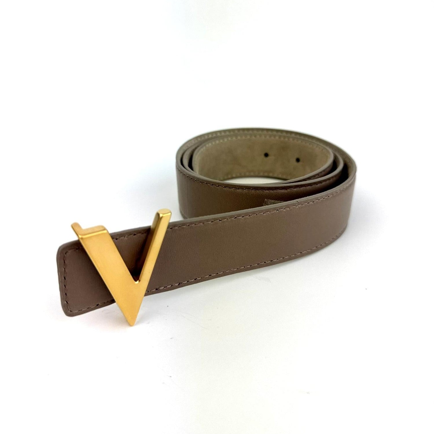 Mocha Brown reversible belt with a gold &