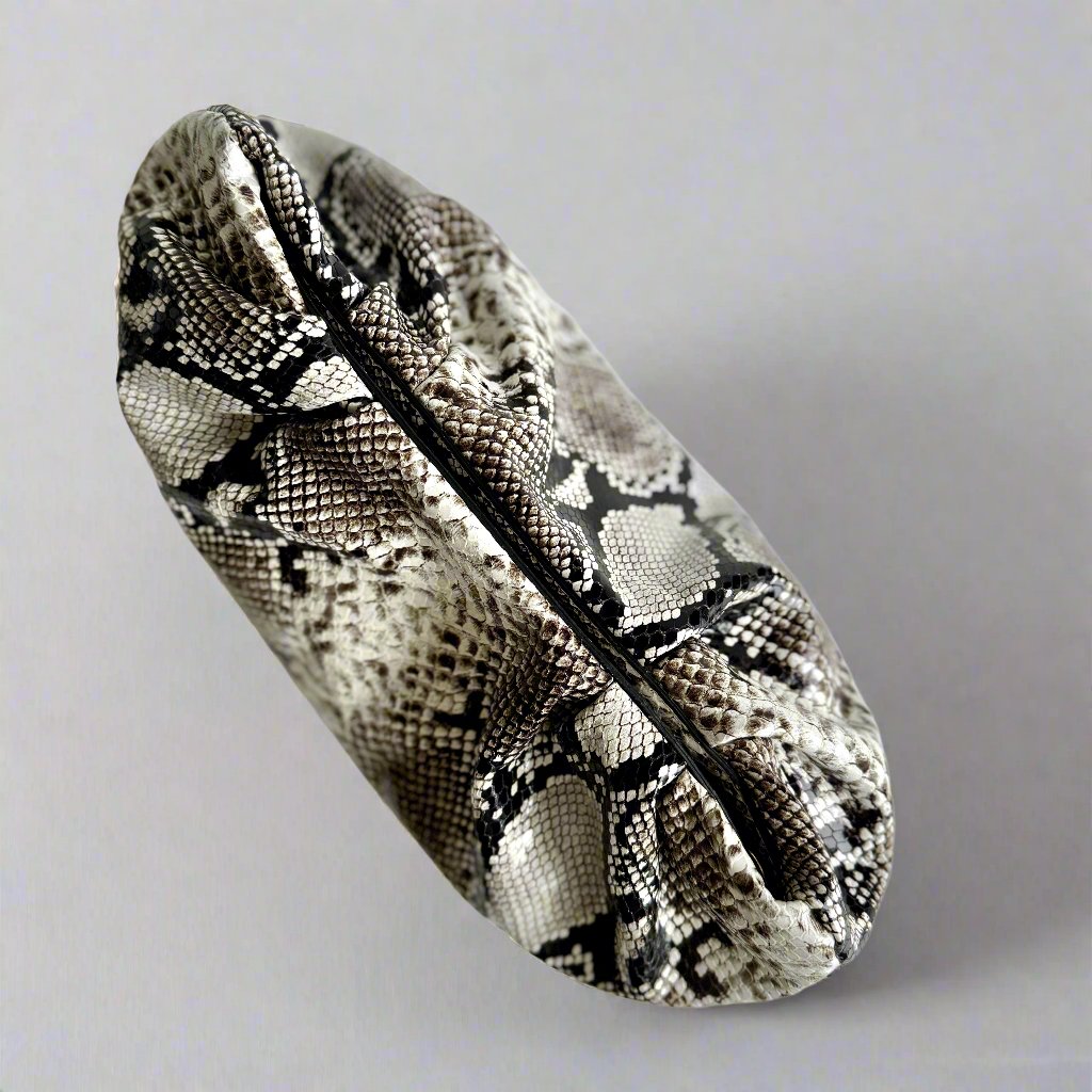 The Jacky Clutch in Python printed leather - top view