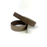Two reversible belts, one mocha brown and one beige, on a white background