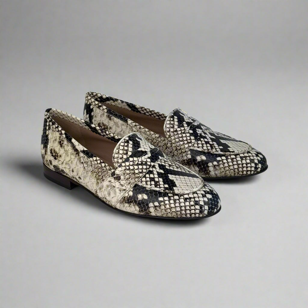 faux python printed loafers for women