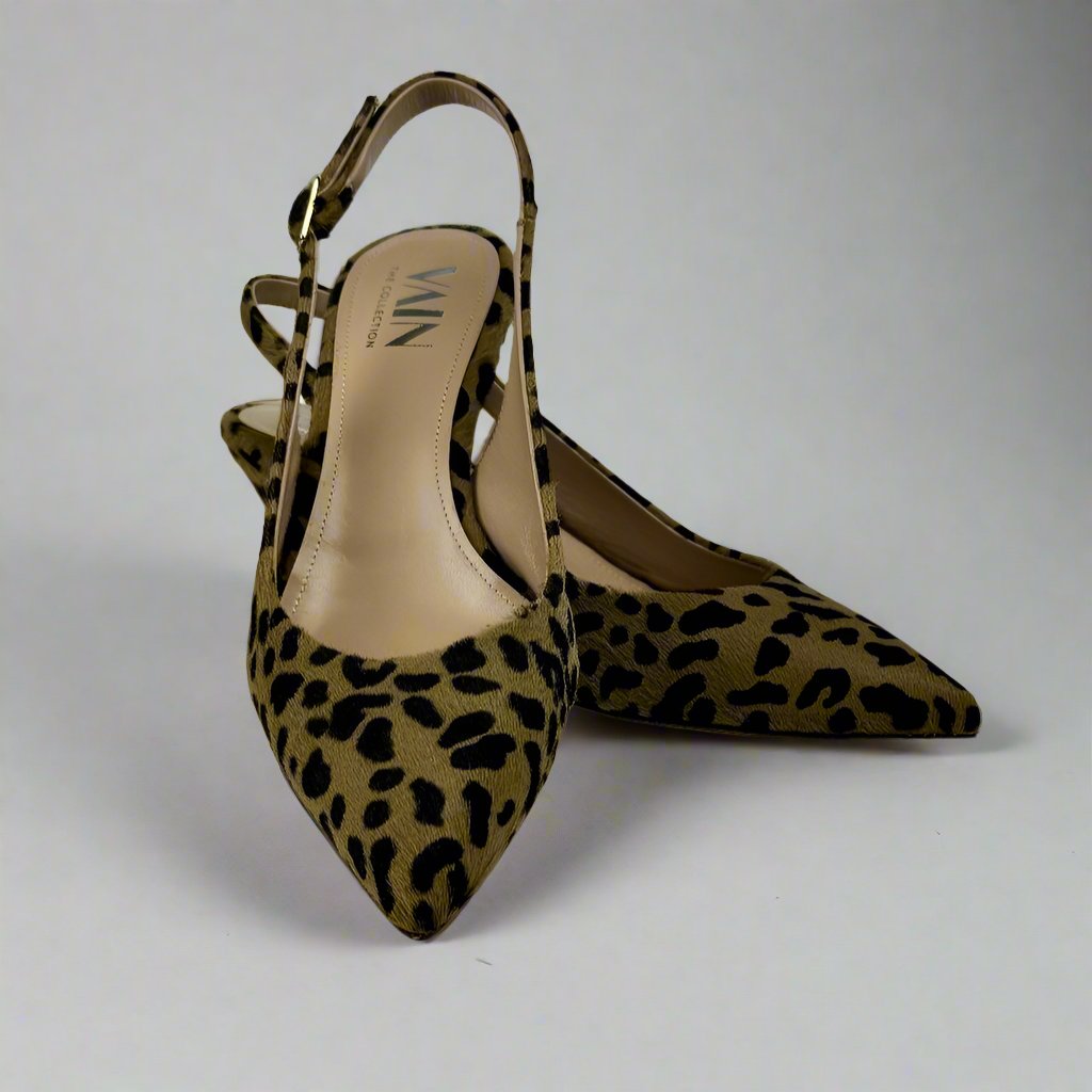 Eleonor Slingback kitten heels leopard print