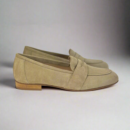 side view Josephine sand beige loafers for women