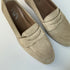 Josephine sand beige suede loafers top view