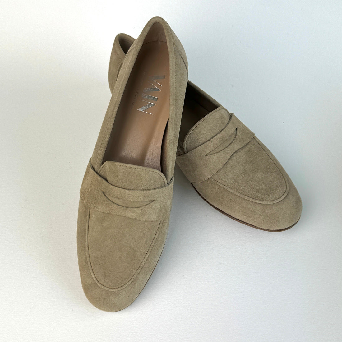 Josephine sand beige suede loafers for women
