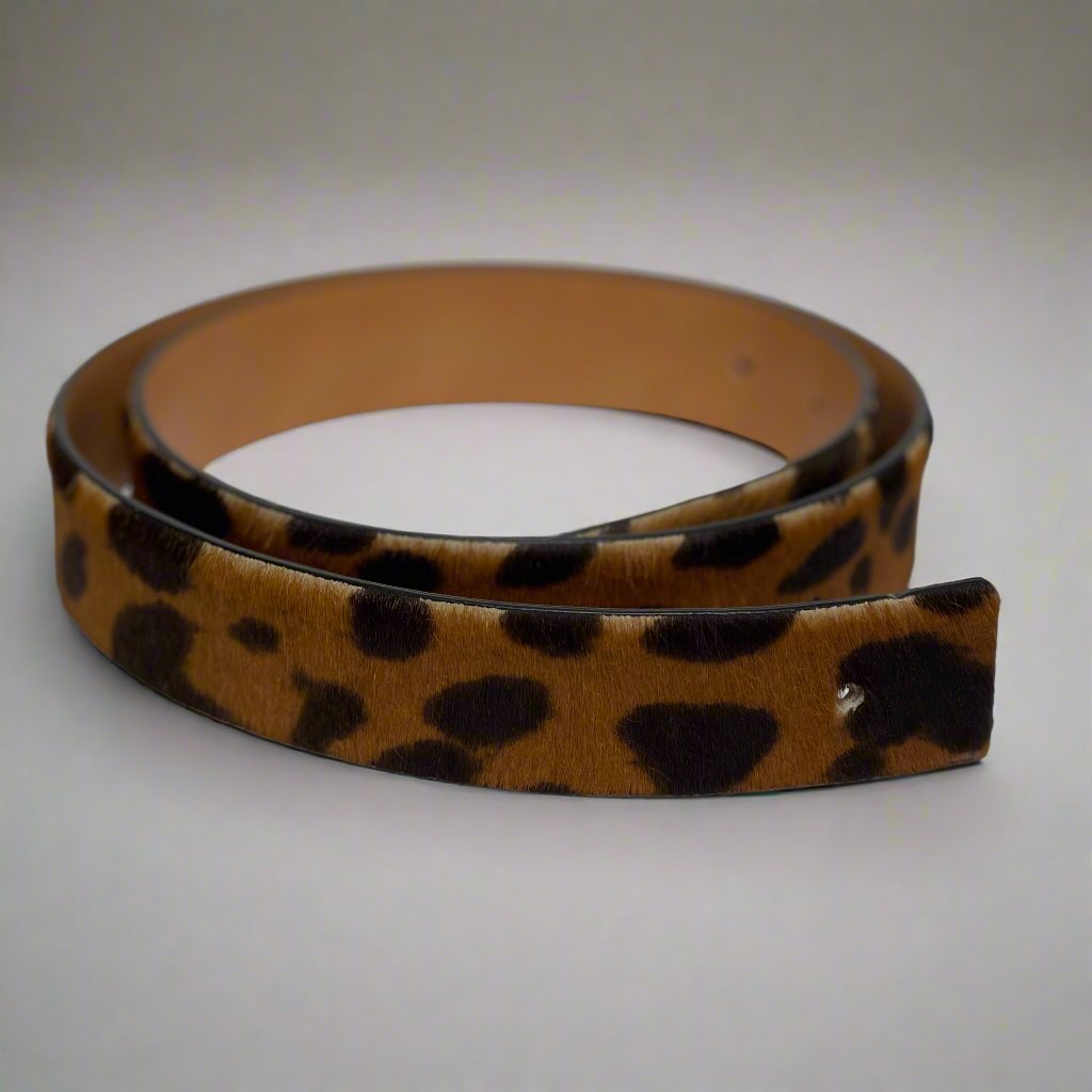 Leopard leather belt strap
