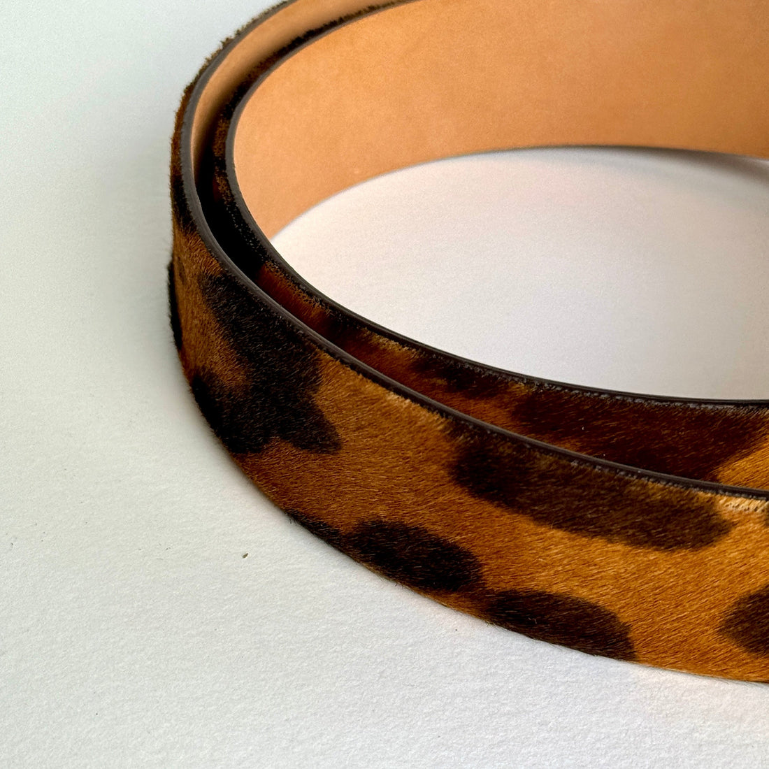 Leopard printed Italian leather belt strap