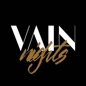 Logo with 'VAIN nights' text on a black background