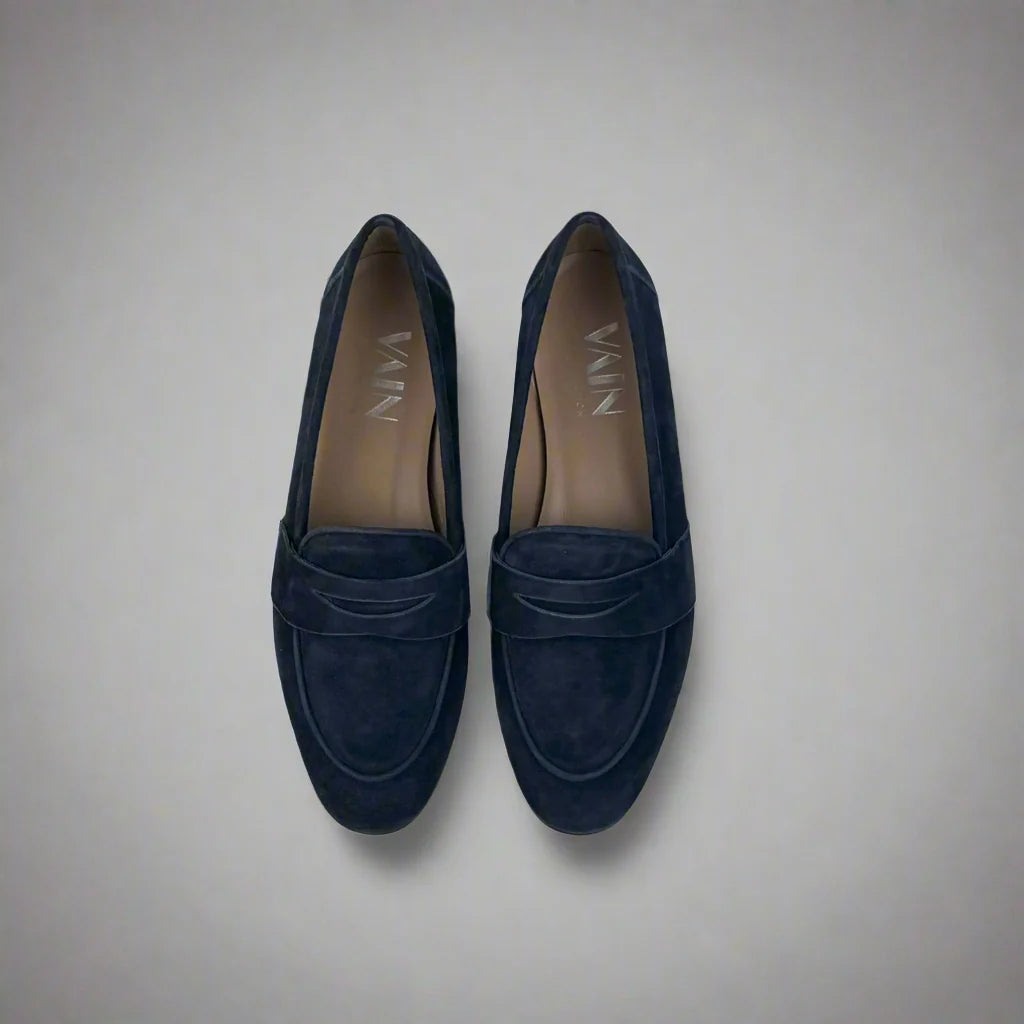 Midnight Blue suede loafers for women