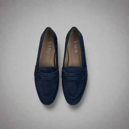 Midnight Blue suede loafers for women