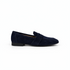 Midnight blue loafer shoe for women on a white background