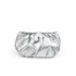 Silver clutch bag with a rippled surface on a white background