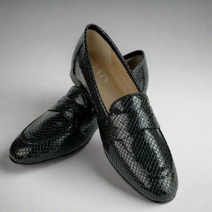 Simone black loafer with python print