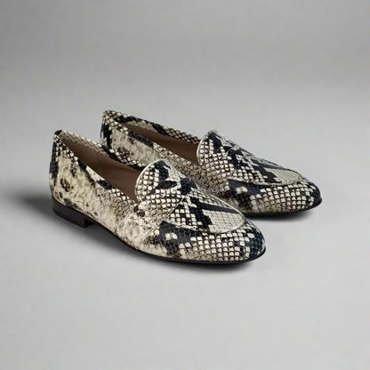 faux python printed loafers for women